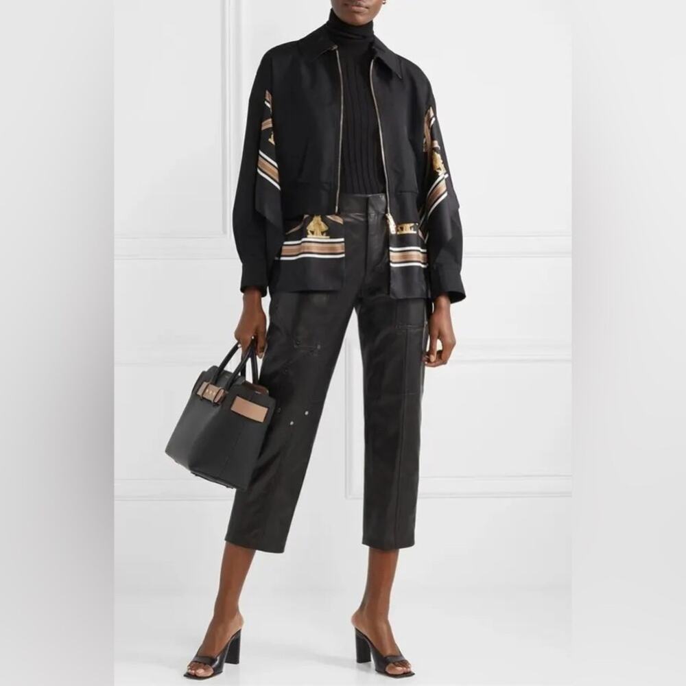 BURBERRY silk twill cotton scarf print bomber jacket - Picture 2 of 11